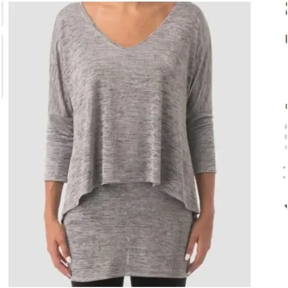 Joseph Ribkoff Layered V-Neck Tunic Top Sz 8 Silver Gray 3/4 Sleeve - Picture 1 of 10